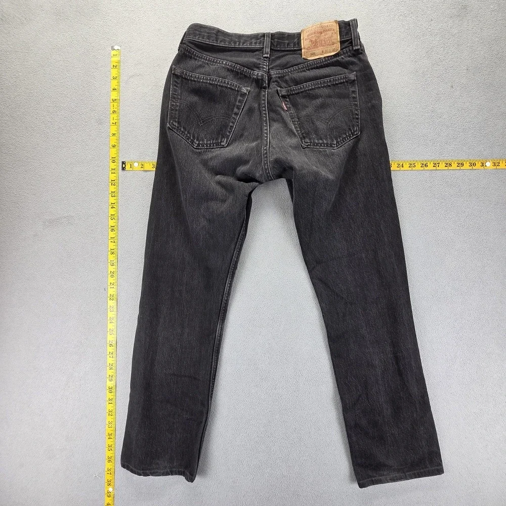 VTG Levis 501 Jeans‎ Mens Black Charcoal Wash Made In USA Altered Hem Fits 28x28
